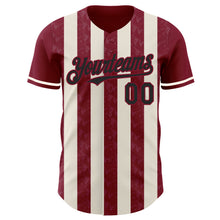 Load image into Gallery viewer, Custom Crimson Black-Cream Classic Vertical Stripe Fluid Liquid Texture Authentic Baseball Jersey
