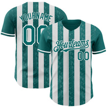 Load image into Gallery viewer, Custom Teal-White Classic Vertical Stripe Fluid Liquid Texture Authentic Baseball Jersey
