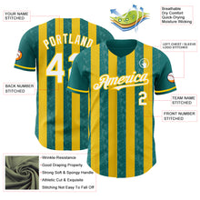 Load image into Gallery viewer, Custom Teal White-Yellow Classic Vertical Stripe Fluid Liquid Texture Authentic Baseball Jersey
