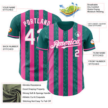 Laden Sie das Bild in den Galerie-Viewer, Custom Teal White-Pink Classic Vertical Stripe Fluid Liquid Texture Authentic Baseball Jersey
