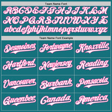 Laden Sie das Bild in den Galerie-Viewer, Custom Teal White-Pink Classic Vertical Stripe Fluid Liquid Texture Authentic Baseball Jersey
