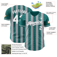 Load image into Gallery viewer, Custom Teal White-Gray Classic Vertical Stripe Fluid Liquid Texture Authentic Baseball Jersey
