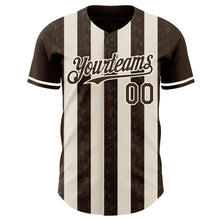 Load image into Gallery viewer, Custom Brown Cream-Cream Classic Vertical Stripe Fluid Liquid Texture Authentic Baseball Jersey
