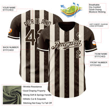 Load image into Gallery viewer, Custom Brown Cream-Cream Classic Vertical Stripe Fluid Liquid Texture Authentic Baseball Jersey

