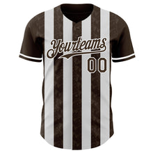 Load image into Gallery viewer, Custom Brown-White Classic Vertical Stripe Fluid Liquid Texture Authentic Baseball Jersey
