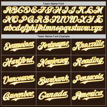 Load image into Gallery viewer, Custom Brown White-Gold Classic Vertical Stripe Fluid Liquid Texture Authentic Baseball Jersey
