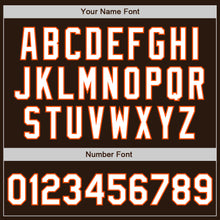 Load image into Gallery viewer, Custom Brown White-Orange Classic Vertical Stripe Fluid Liquid Texture Authentic Baseball Jersey
