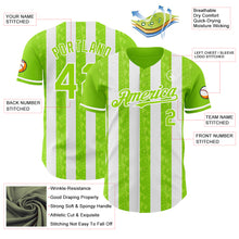 Загрузить изображение в средство просмотра галереи, Custom Neon Green-White Classic Vertical Stripe Fluid Liquid Texture Authentic Baseball Jersey
