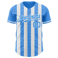 Загрузить изображение в средство просмотра галереи, Custom Electric Blue-White Classic Vertical Stripe Fluid Liquid Texture Authentic Baseball Jersey
