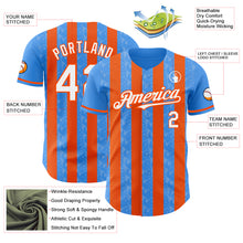 Laden Sie das Bild in den Galerie-Viewer, Custom Electric Blue White-Orange Classic Vertical Stripe Fluid Liquid Texture Authentic Baseball Jersey
