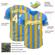 Laden Sie das Bild in den Galerie-Viewer, Custom Electric Blue White-Yellow Classic Vertical Stripe Fluid Liquid Texture Authentic Baseball Jersey
