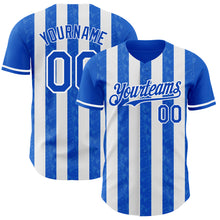 Загрузить изображение в средство просмотра галереи, Custom Thunder Blue-White Classic Vertical Stripe Fluid Liquid Texture Authentic Baseball Jersey
