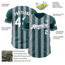 Laden Sie das Bild in den Galerie-Viewer, Custom Midnight Green White-Gray Classic Vertical Stripe Fluid Liquid Texture Authentic Baseball Jersey
