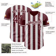 Загрузить изображение в средство просмотра галереи, Custom Burgundy-White Classic Vertical Stripe Fluid Liquid Texture Authentic Baseball Jersey
