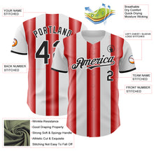 Load image into Gallery viewer, Custom White Black-Red Gradient Vertical Stripe Argentina Style Authentic Baseball Jersey
