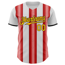 Charger l'image dans la galerie, Custom White Gold Red-Black Gradient Vertical Stripe Argentina Style Authentic Baseball Jersey
