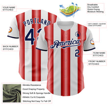 Load image into Gallery viewer, Custom White Navy-Red Gradient Vertical Stripe Argentina Style Authentic Baseball Jersey
