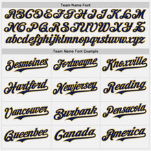 Charger l'image dans la galerie, Custom White Navy Red-Old Gold Gradient Vertical Stripe Argentina Style Authentic Baseball Jersey
