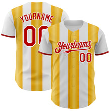 Charger l'image dans la galerie, Custom White Red-Gold Gradient Vertical Stripe Argentina Style Authentic Baseball Jersey
