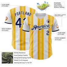 Load image into Gallery viewer, Custom White Navy-Gold Gradient Vertical Stripe Argentina Style Authentic Baseball Jersey
