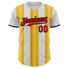 Charger l'image dans la galerie, Custom White Red Gold-Black Gradient Vertical Stripe Argentina Style Authentic Baseball Jersey
