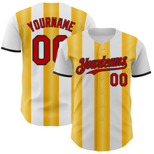 Charger l'image dans la galerie, Custom White Red Gold-Black Gradient Vertical Stripe Argentina Style Authentic Baseball Jersey
