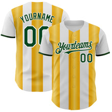 Charger l'image dans la galerie, Custom White Green-Gold Gradient Vertical Stripe Argentina Style Authentic Baseball Jersey
