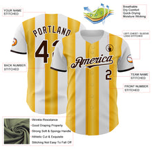 Load image into Gallery viewer, Custom White Brown-Gold Gradient Vertical Stripe Argentina Style Authentic Baseball Jersey
