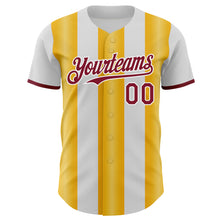 Загрузить изображение в средство просмотра галереи, Custom White Crimson-Gold Gradient Vertical Stripe Argentina Style Authentic Baseball Jersey
