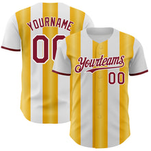 Загрузить изображение в средство просмотра галереи, Custom White Crimson-Gold Gradient Vertical Stripe Argentina Style Authentic Baseball Jersey
