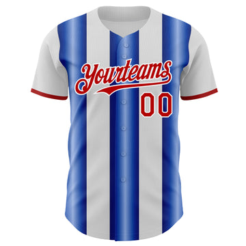 Custom White Red-Royal Gradient Vertical Stripe Argentina Style Authentic Baseball Jersey