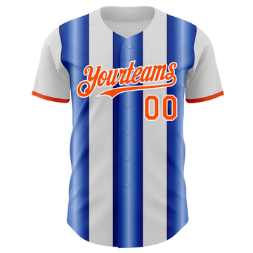 Custom White Orange-Royal Gradient Vertical Stripe Argentina Style Authentic Baseball Jersey