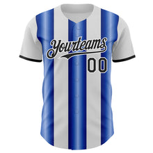 Laden Sie das Bild in den Galerie-Viewer, Custom White Black-Royal Gradient Vertical Stripe Argentina Style Authentic Baseball Jersey
