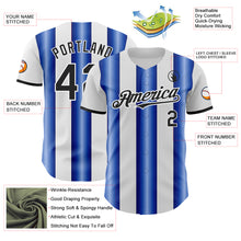 Laden Sie das Bild in den Galerie-Viewer, Custom White Black-Royal Gradient Vertical Stripe Argentina Style Authentic Baseball Jersey
