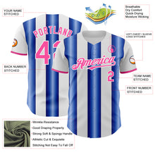 Charger l'image dans la galerie, Custom White Pink-Royal Gradient Vertical Stripe Argentina Style Authentic Baseball Jersey
