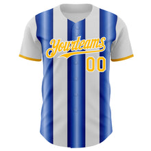 Load image into Gallery viewer, Custom White Gold-Royal Gradient Vertical Stripe Argentina Style Authentic Baseball Jersey

