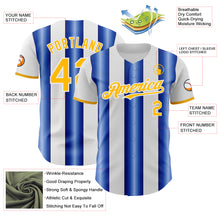 Load image into Gallery viewer, Custom White Gold-Royal Gradient Vertical Stripe Argentina Style Authentic Baseball Jersey
