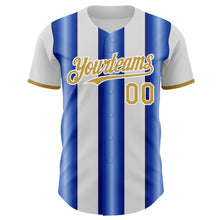 Load image into Gallery viewer, Custom White Old Gold-Royal Gradient Vertical Stripe Argentina Style Authentic Baseball Jersey
