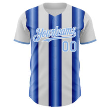 Charger l'image dans la galerie, Custom White Light Blue-Royal Gradient Vertical Stripe Argentina Style Authentic Baseball Jersey
