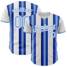 Charger l'image dans la galerie, Custom White Light Blue-Royal Gradient Vertical Stripe Argentina Style Authentic Baseball Jersey
