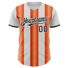Load image into Gallery viewer, Custom White Black-Orange Gradient Vertical Stripe Argentina Style Authentic Baseball Jersey
