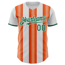 Load image into Gallery viewer, Custom White Kelly Green-Orange Gradient Vertical Stripe Argentina Style Authentic Baseball Jersey
