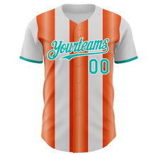 Load image into Gallery viewer, Custom White Aqua-Orange Gradient Vertical Stripe Argentina Style Authentic Baseball Jersey
