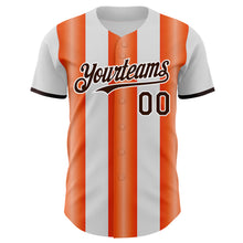Load image into Gallery viewer, Custom White Brown-Orange Gradient Vertical Stripe Argentina Style Authentic Baseball Jersey
