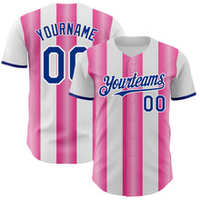 Load image into Gallery viewer, Custom White Royal-Pink Gradient Vertical Stripe Argentina Style Authentic Baseball Jersey
