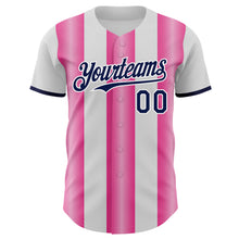 Load image into Gallery viewer, Custom White Navy-Pink Gradient Vertical Stripe Argentina Style Authentic Baseball Jersey
