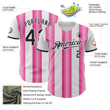 Load image into Gallery viewer, Custom White Black-Pink Gradient Vertical Stripe Argentina Style Authentic Baseball Jersey
