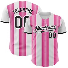 Load image into Gallery viewer, Custom White Black-Pink Gradient Vertical Stripe Argentina Style Authentic Baseball Jersey
