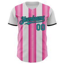 Load image into Gallery viewer, Custom White Teal Pink-Black Gradient Vertical Stripe Argentina Style Authentic Baseball Jersey
