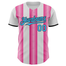 Загрузить изображение в средство просмотра галереи, Custom White Sky Blue Pink-Black Gradient Vertical Stripe Argentina Style Authentic Baseball Jersey
